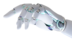 Robot hand signifying AI analysis of activities.